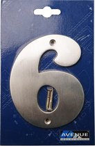 Metalen huisnummer ‘6’ hoogte 11 cm | RVS