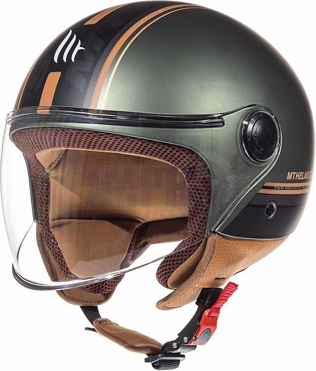 Helm MT Street Entire mat groen / bruin maat S