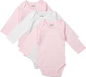 Dirkje Unisex Set(3delig) Rompers Lange Mouw Roze en Wit - Maat 86