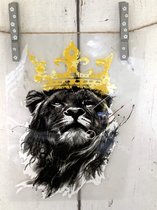 MixG | Grote Strijkapplicatie (17 x 25 cm)| Leeuw met kroon | Vrouw / Meisje