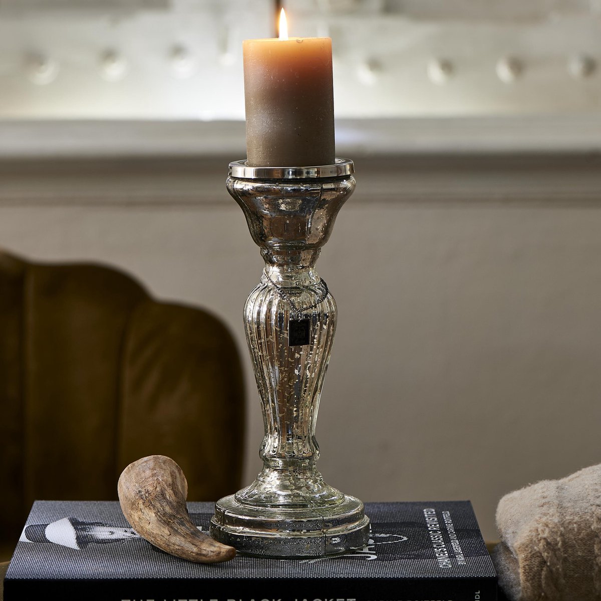 Rivièra Maison Margaux Candle Holder - M - Kandelaar - Glas - Zilver |  bol.com