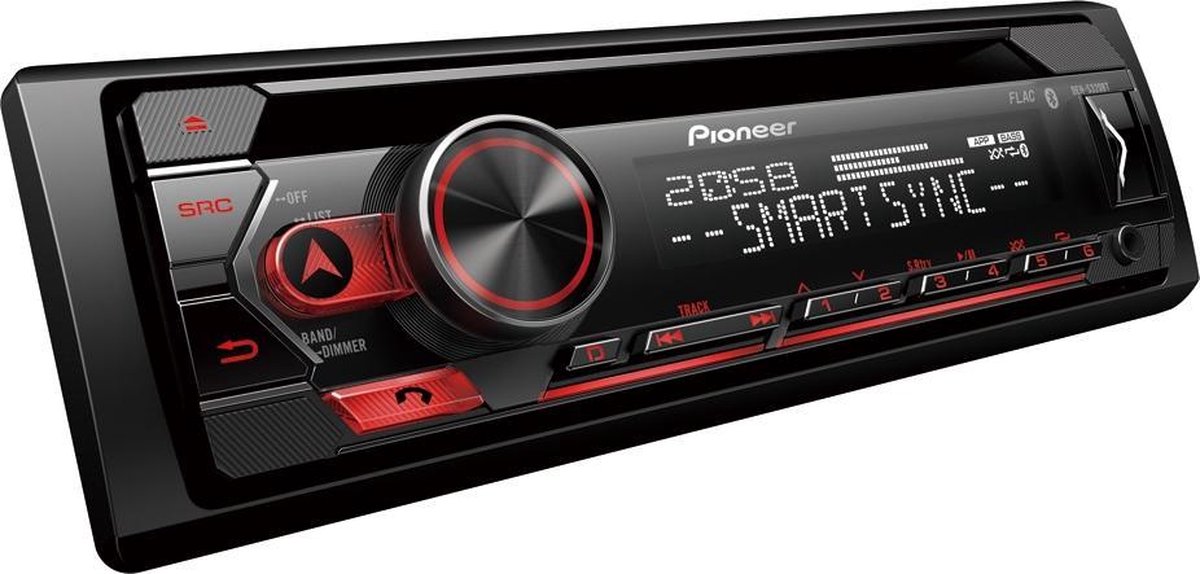Pioneer DEH-S320BT Autoradio Enkel din Rood-CD Tuner-USB-Bluetooth - 4 x 50 W