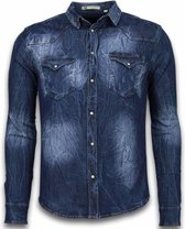 Enos Denim Shirt - Spijkerblouse Slim Fit - Vintage Washed - Blauw - Maat: XS