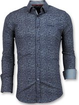 Slim Fit Overhemd Mannen - Grundge Texture Heren - 3024 - Navy