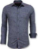 Bloemen Blouse Mannen - Italiaanse Overhemden Heren - 3005 - Blauw