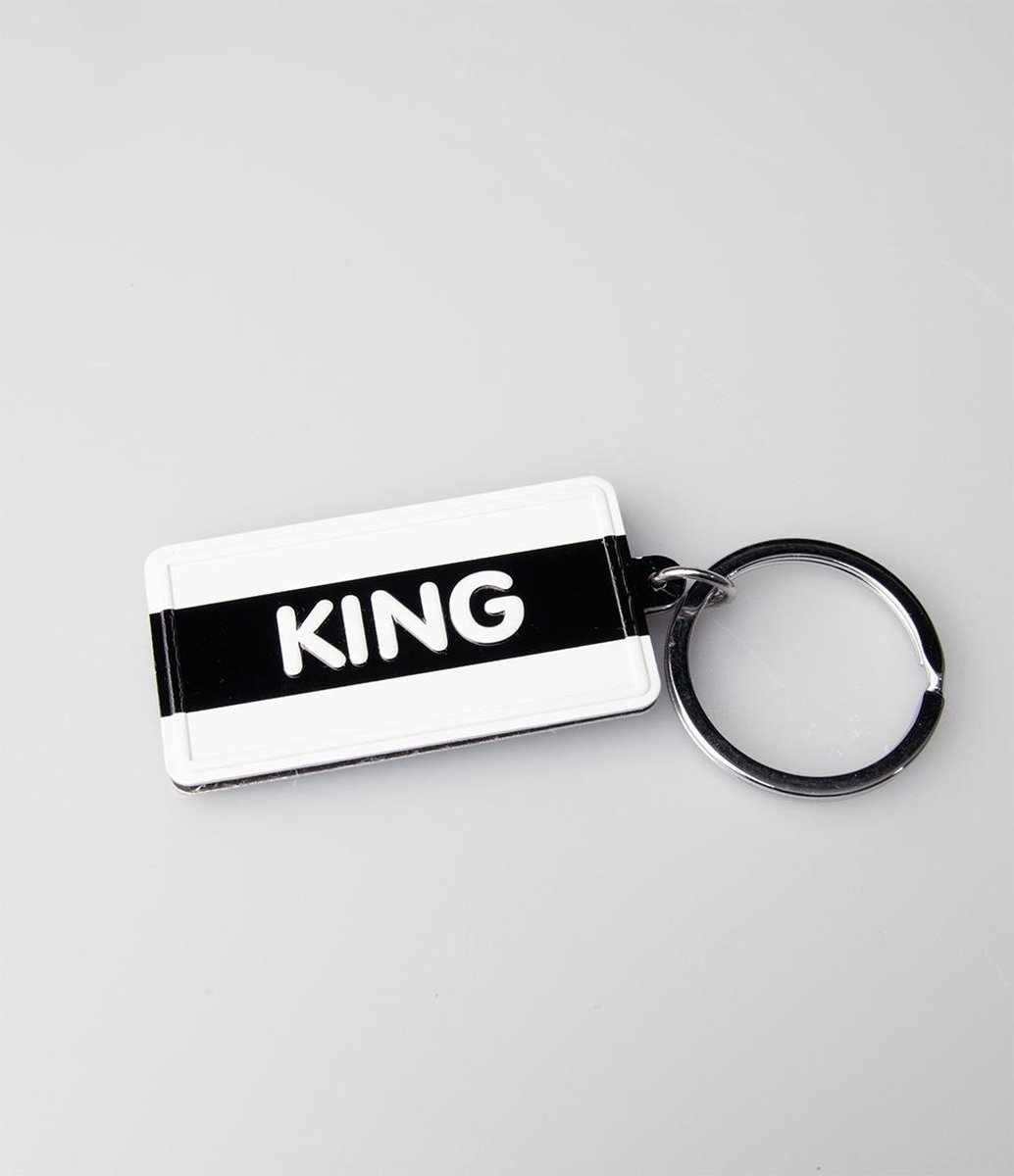 Paper Dreams Sleutelhanger King 13,5 X 4,5 Cm Staal Zwart/wit