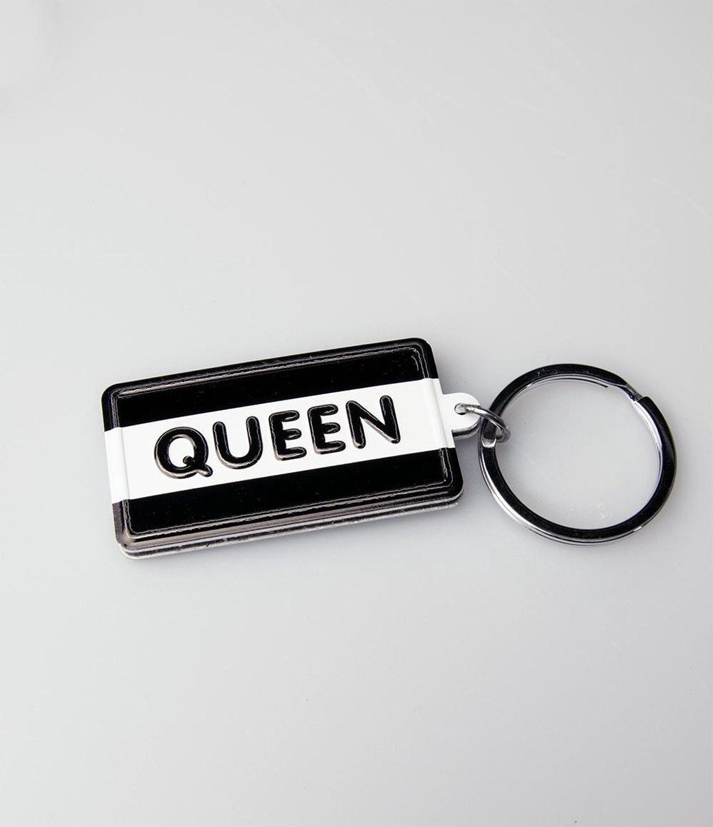 Paper Dreams Sleutelhanger Queen 13,5 X 4,5 Cm Staal Zwart/wit