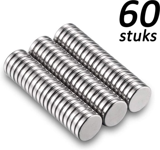 Sterke Mini magneten Neodymium 60 stuks | 10 x 2mm zilver magneet voor op  whiteboard,... | bol.com