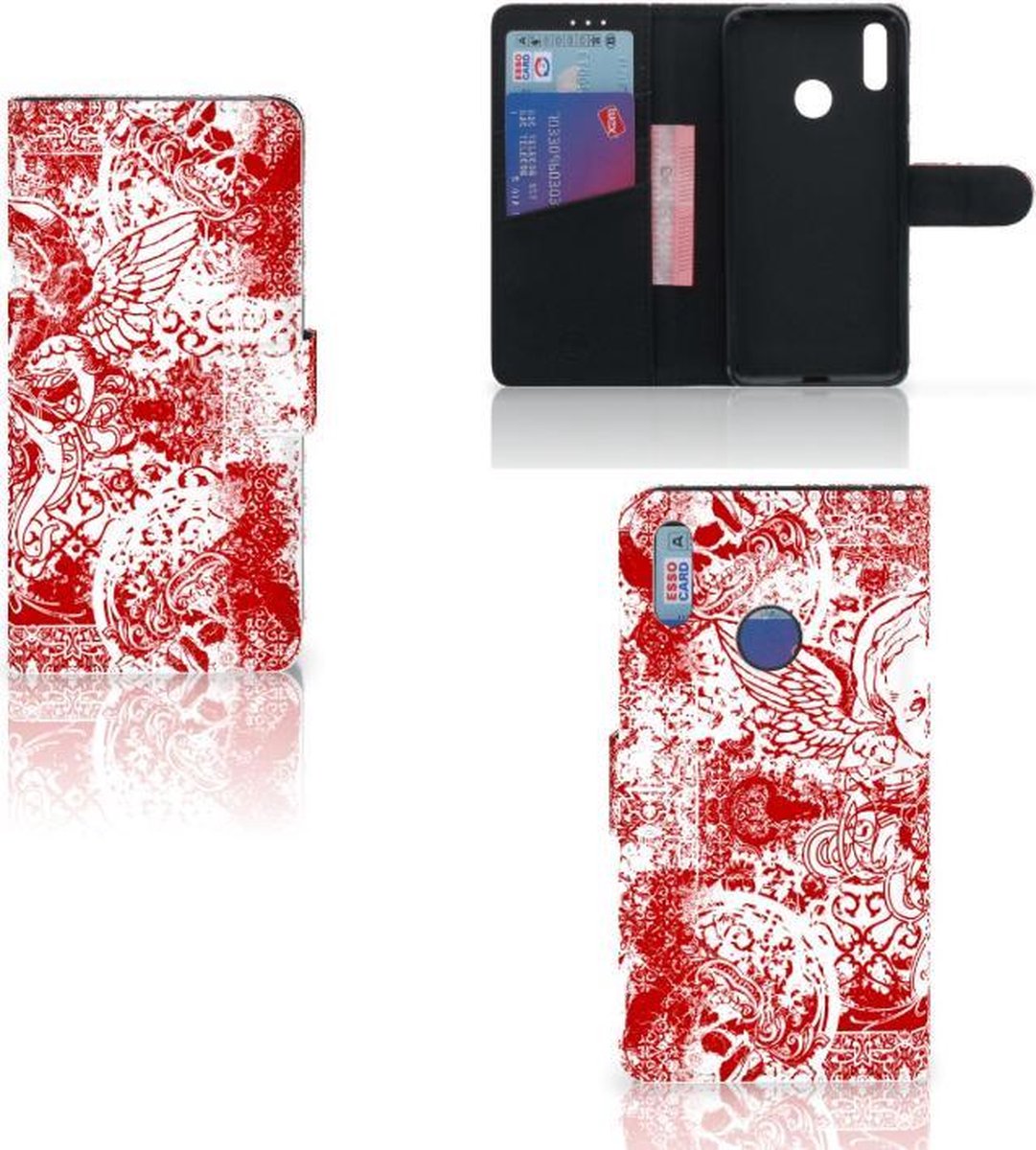 Telefoonhoesje met Naam Huawei Y7 (2019) Angel Skull Rood
