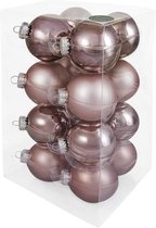 Decosy Glas Kerstballen - 8cm -  Box 16 Stuks - Smokey Rose