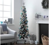 Plaatsbesparende kunstkerstboom |Argos Home 6ft 180cm  sneeuw getipt potlood kerstboom - groen