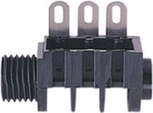 6,35mm Jack (v) inbouw connector - plastic - 3 soldeerpunten / stereo