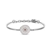 CO88 Collection Majestic 8CB 90452 Stalen Armband met bloem - 16,5 + 3,5 cm - Zilverkleurig / Roze