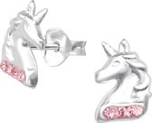 Joy|S - Zilveren eenhoorn oorbellen unicorn 6 x 9 mm Sterling zilver 925