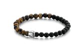 Frank 1967 Beads 7FB 0414 Natuurstenen armband - 20 cm / 6 mm - Bruin / Zwart