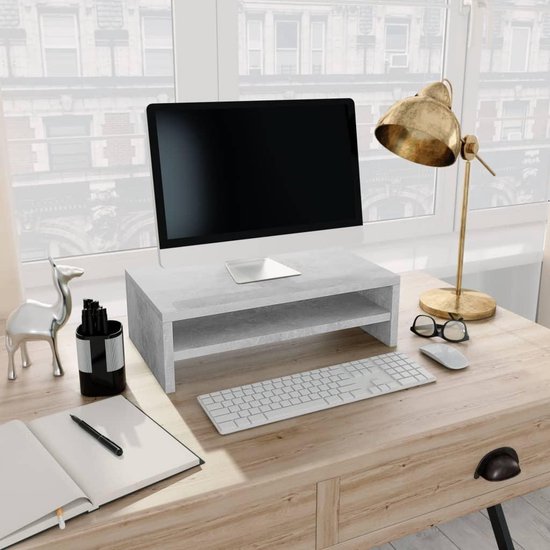 vidaXL Support pour moniteur - Gris béton - 42 x 24 x 13 cm - Comprend une étagère inférieure - Armoire