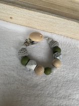 Speenkoord ‘Leger groen - marmer - hout’