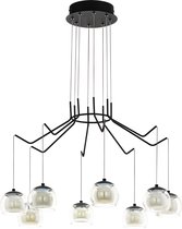 Eglo - hanglamp; staal, zwart / gerookt glas, glas opaal-mat, zwart-transparant, witH: 1210 mm | Ø 670 mm