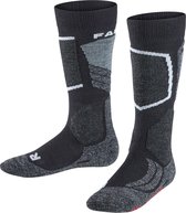 FALKE SK2 Intermediate Skiën anti blaren, anti zweet Merino Wol Kinderen Wintersportsokken zwart - Maat 23-26