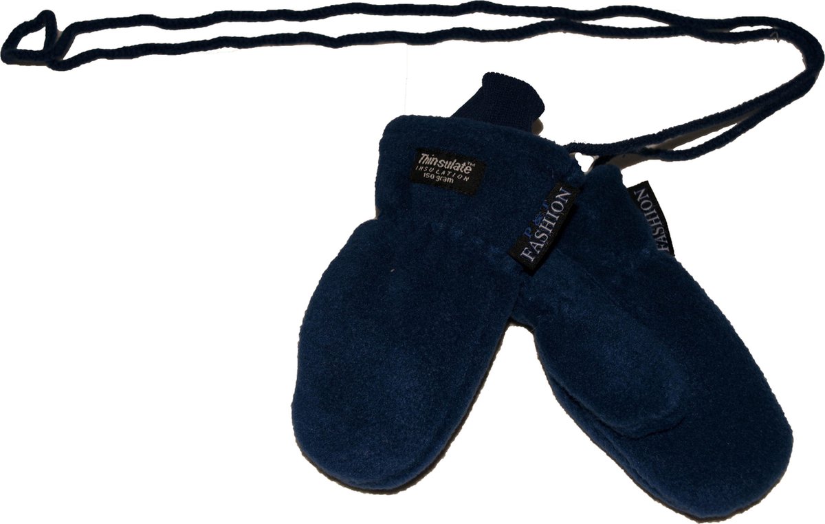 P&T Wanten Kinderen met Touwtje - Fleece - Thinsulate Voering - Donker Blauw - 3j