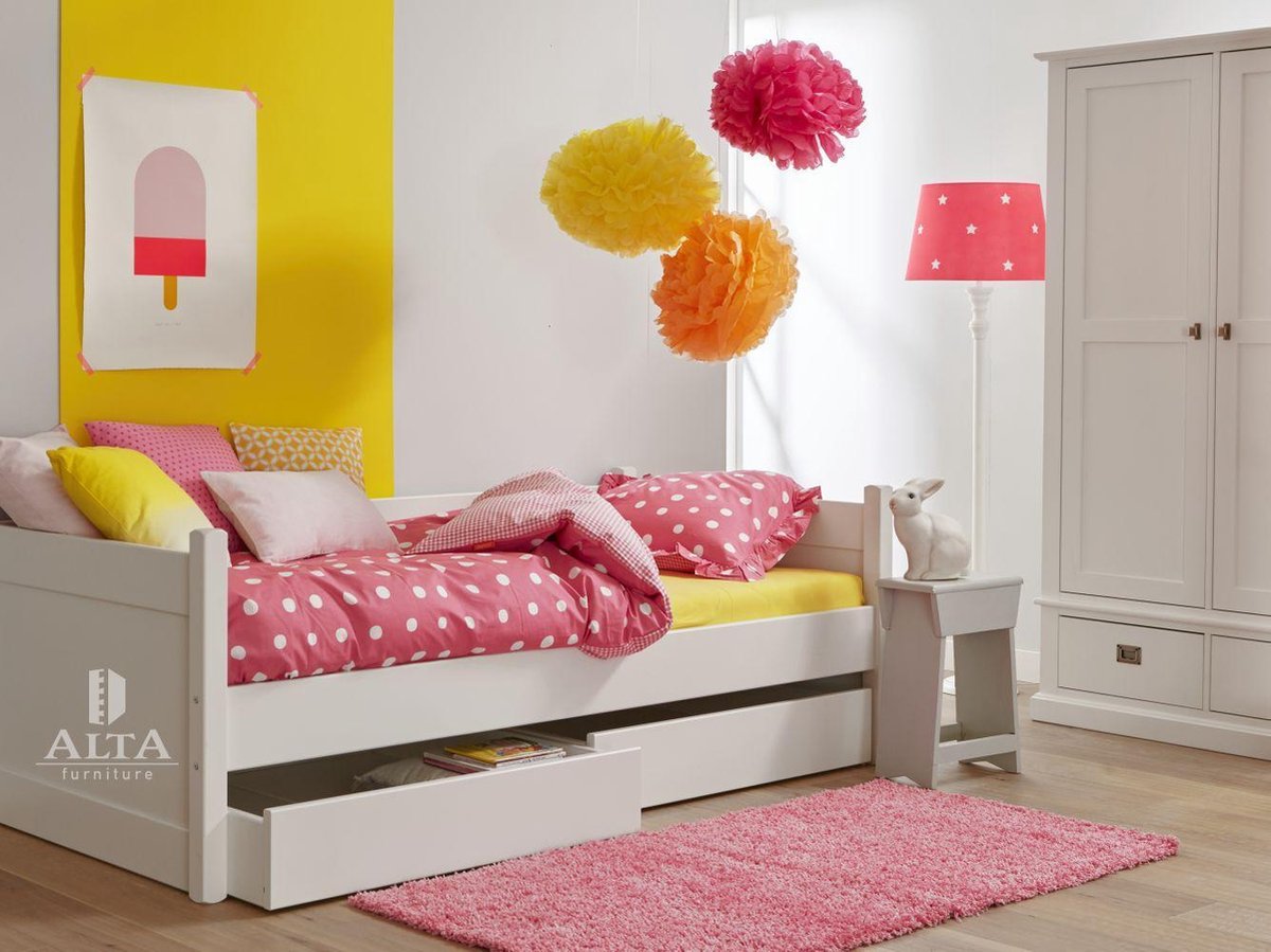 Alta Bedbank met 2 opbergladen, Snow white, hoogwaardige kwaliteit
