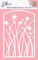 MMSA6-002 mixed media stencil - Nellie Snellen - plastic sjabloon - Frame with flowers bloemenframe
