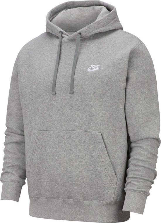 Pull Nike Nsw Club Hoodie Po Bb Homme - Dk Grey Heather / Matte Silver / (White) - Taille M