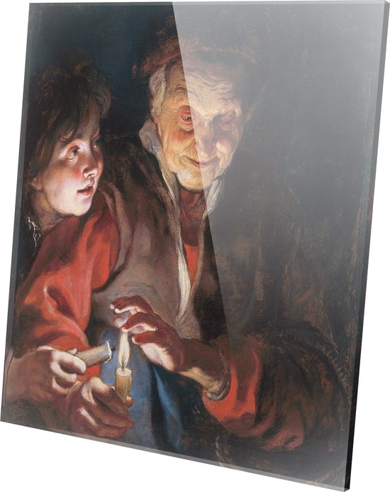 Vieille femme et garçon avec des bougies | Peter Paul Rubens   | Plexiglas | Décoration murale | 40 cm x 40 cm | Peinture | Maîtres anciens | Photo sur plexiglas