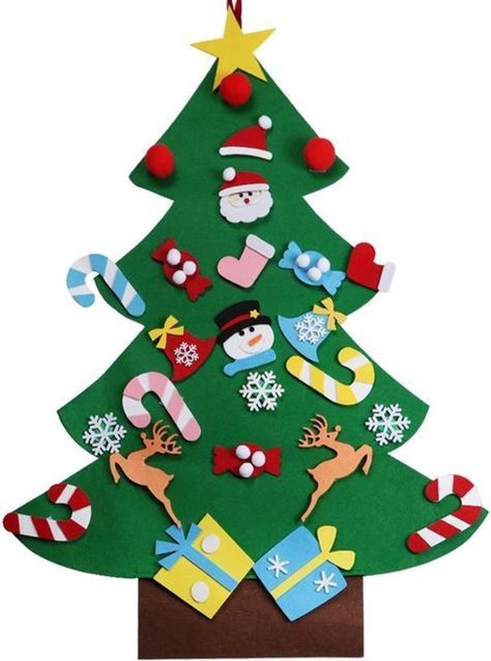 WeijerZee Vilten Kerstboom Voor Kinderen - 1 meter - Inclusief klittenband  speelgoed | bol.com