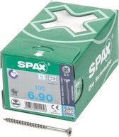 Spax Spaanplaatschroef platverzonken kop RVS pozidriv 6.0x90mm (per 100 stuks)