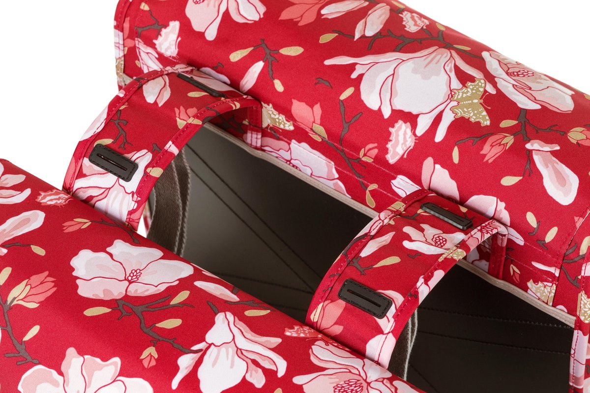 SACOCHE ARRIERE VELO DOUBLE BASIL IMPERMEABLE MAGNOLIA 35L POPPY ROUGE  FIXATION SANGLES SUR PORTE BAGAGE (43x28x30cm) 