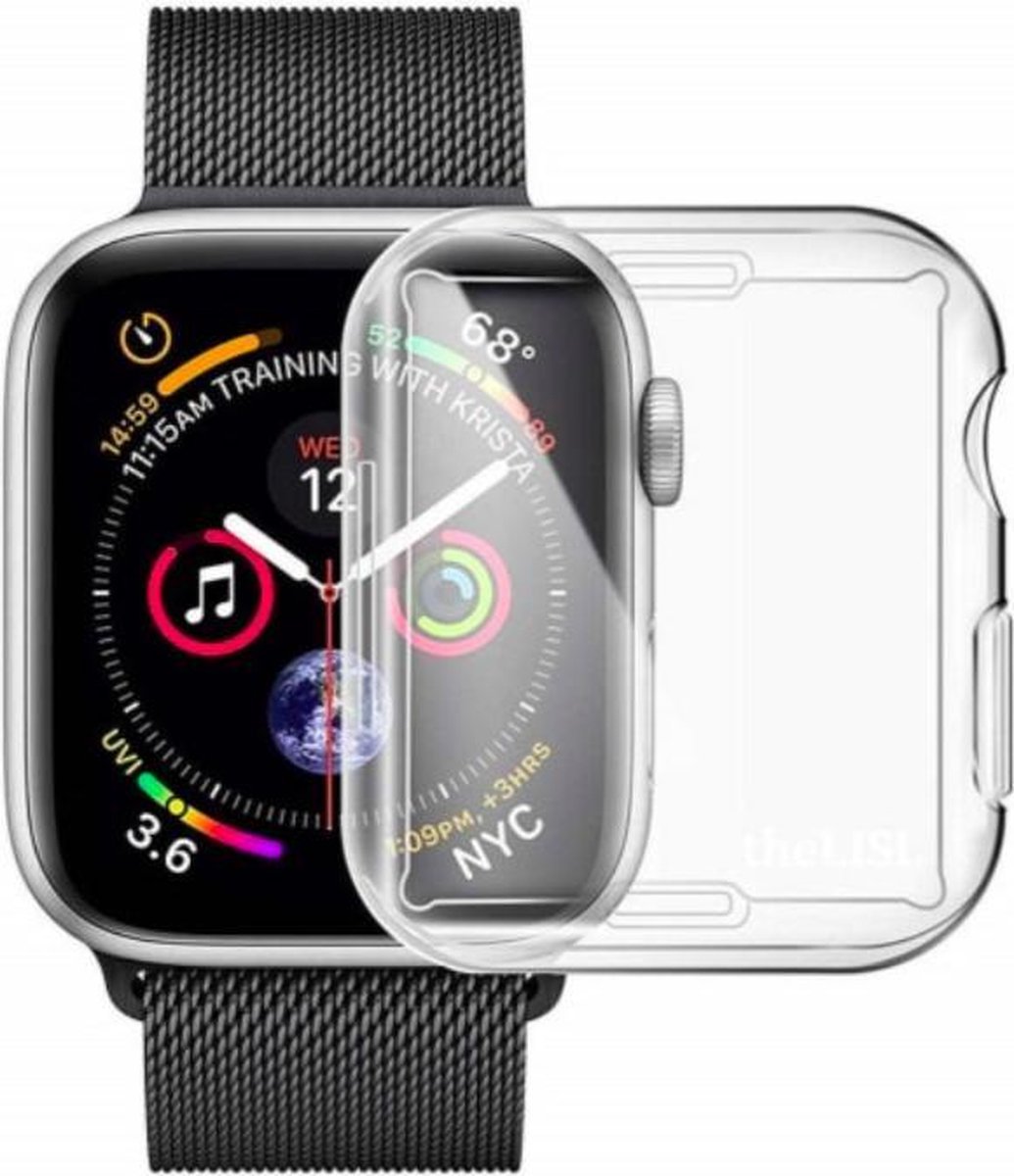 Apple Watch 4/5/6/SE 44mm - Siliconen Bescherm Case |Hoesje| Screenprotector Voor Apple Watch | Bescherming iWatch â€“ Transparant - Mycase