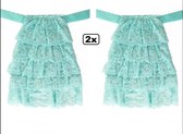 2x Luxe Jabot kant turquoise.