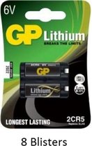 8 stuks (8 blisters a 1 stuks) GP Lithium 2CR5 6v