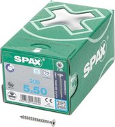 SPAX 1197000500503 Roestvaststalen schroef, Verzonken kop, 5 x 50, Voldraad, T-STAR plus T20 - blank - 200 stuks