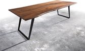 Massief houten tafel Live-Edge acacia bruin 260x100 bovenste 3,5cm frame schuin boom tafel