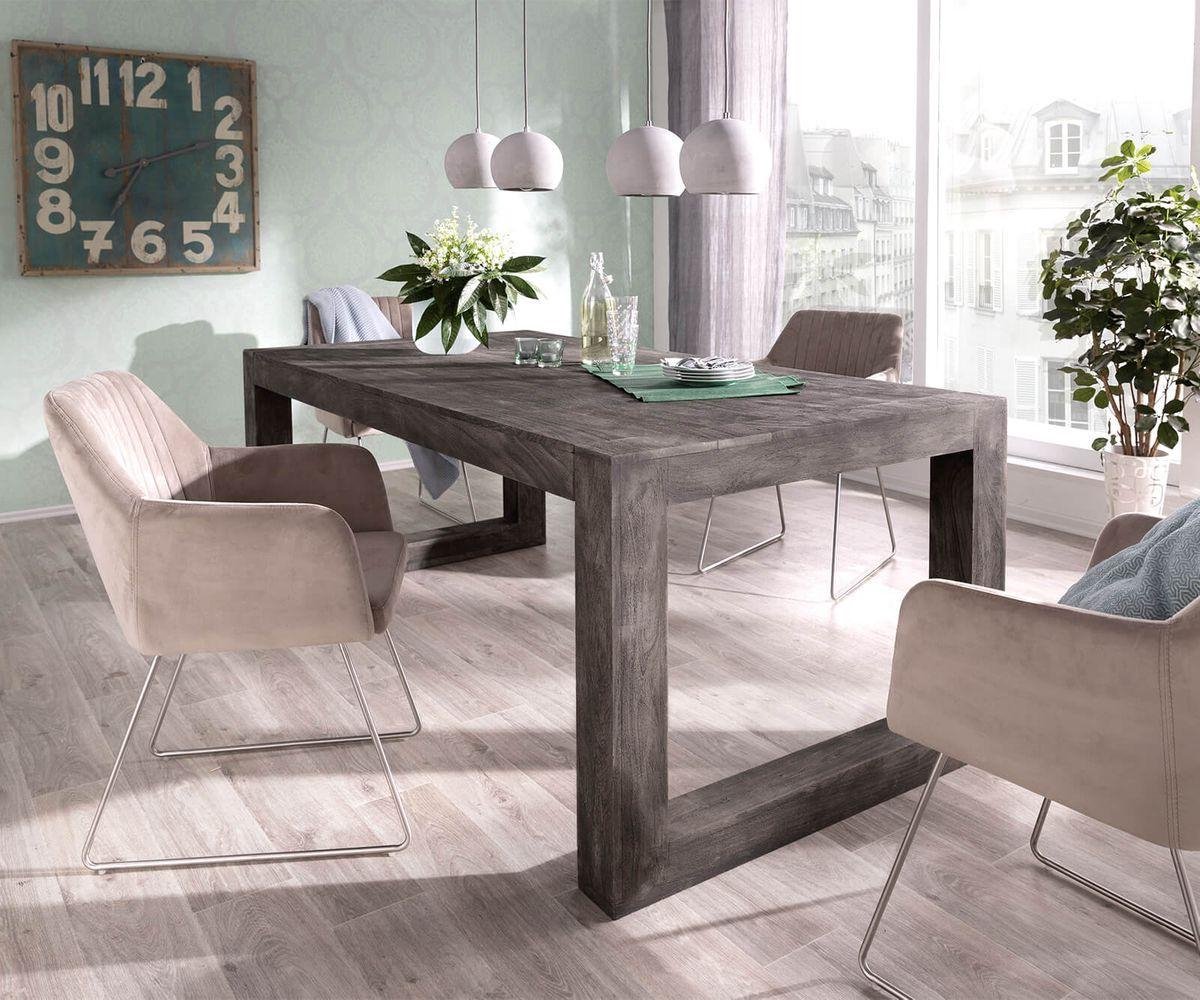 Eetkamertafel Indra acacia platina 200x100 cm massief houten