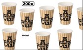 200x Koffiebeker karton A Hot Cup 180ml -  - Koffie thee chocomel soep drank water beker karton