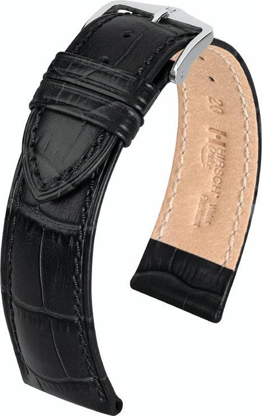 Hirsch horlogeband DUKE zwart 22mm Extra Lang