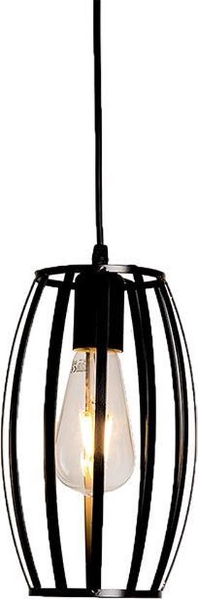 Zwarte Lampenkap Industrieel Kooi | 13.5x23.5 cm | Snoer 1 m | Hanglamp |  Lamp | bol.com