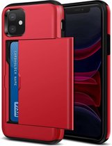 Kaarthouder case met slide geschikt voor Apple iPhone 11 - rood