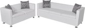 Bankstel 2-delig 5 zits Kunstleer Wit (Incl FLEECE deken) - Loungebank - Woonkamer bank