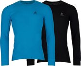 Odlo Shirt L/S Crew Neck Active Warm 2 Pack Heren Thermoshirt - Black/Blue Jewel - Maat XXL