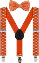 Fako Fashion® - Kinder Bretels Met Vlinderstrik - Stipjes - 65cm - Oranje