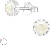 Joy|S - Zilveren Classic Swarovski parel oorknopjes 5 mm cream white