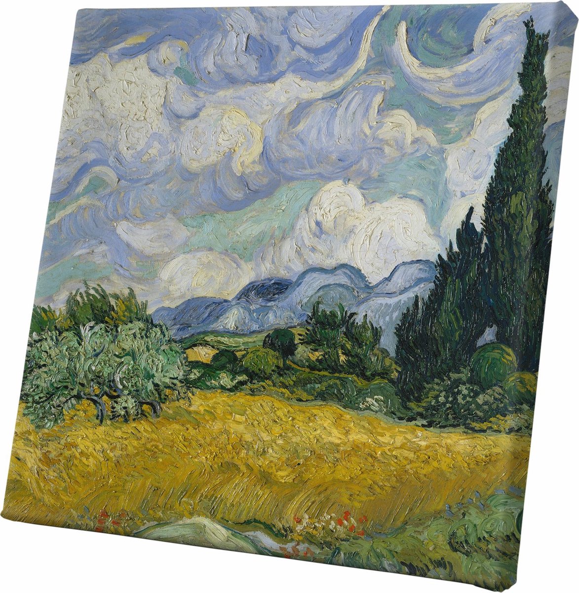 Korenveld met cipressen | Vincent van Gogh | 60 CM x 60 CM | Canvas | Foto op canvas | Oude Meesters