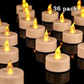 LED theelichten kaarsen 36-stuks | vlamloze veilige candle lights | led kaars | led-kaarsen | [batterijen meegeleverd] | candlelights verlichting | decoratieve waxine lichten kaarsjes