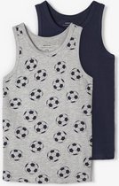 NAME IT KIDS NKMTANK TOP 2P GREY MEL FOOTBALL NOOS Jongens Onderhemd - Maat 146-152