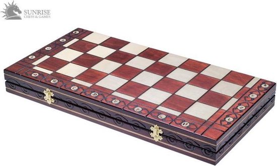 Thumbnail van een extra afbeelding van het spel Ambasador-schaakbord met schaakstukken – Schaakspel -55x55cm.