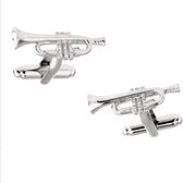 Manchetknopen Muziek Trompet Trumpet Blaasinstrument Zilverkleurig